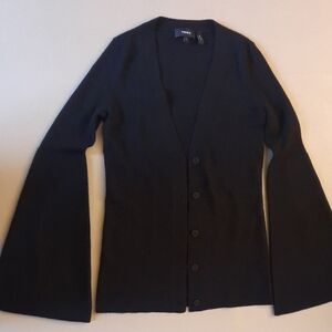 Theory Black Cashmere Fine Knit Cardigan Sweater Size P